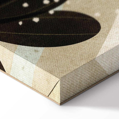 Leinwandbild - Rainbow and Sun Above - Birds in Subdued Colors Flying Among Clouds Above a Rainbow and Various Plants on a Light Background