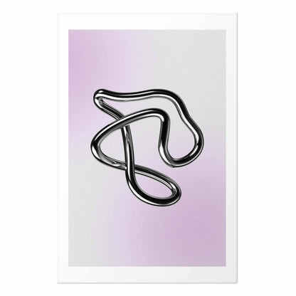 Poster - Silver Intricacies - fluid metallic figure on a gradient background