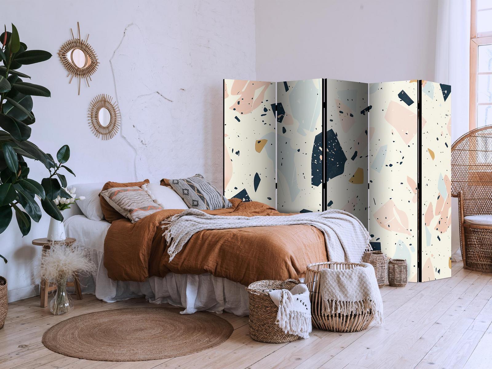 Paravent - Terrazzo with Large - Scaled Stones in Subdued Colors Artgeist