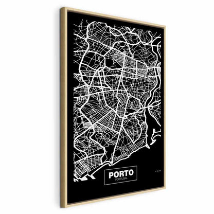 Leinwandbild - Negative Map: Porto (1 Part) Vertical