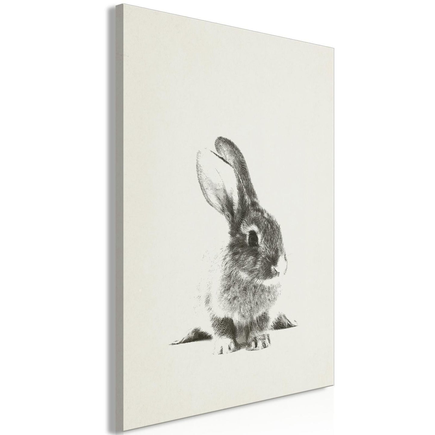 Wandbild Alabaster Garden – Schwarz-Weiß-Hase auf Leinwand