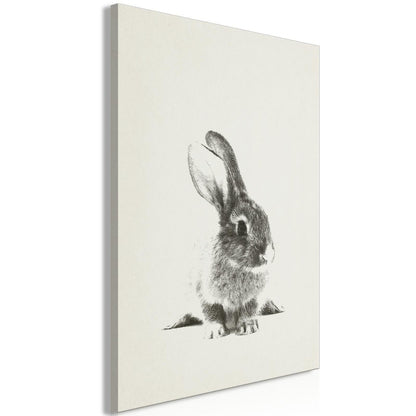Wandbild Alabaster Garden – Schwarz-Weiß-Hase auf Leinwand
