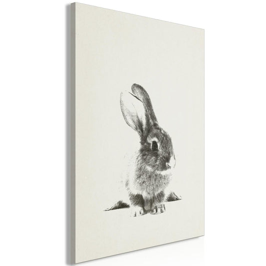 Wandbild Alabaster Garden – Schwarz-Weiß-Hase auf Leinwand