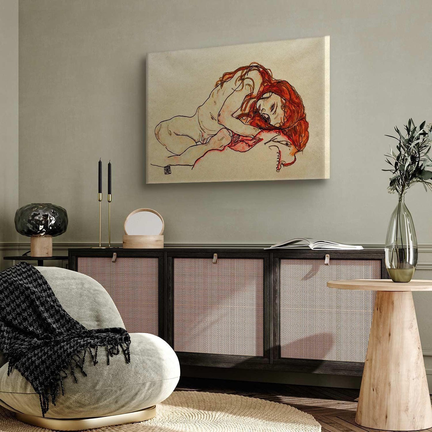 Leinwandbild - Egon Schiele – Crouched Girl With Bowed Head