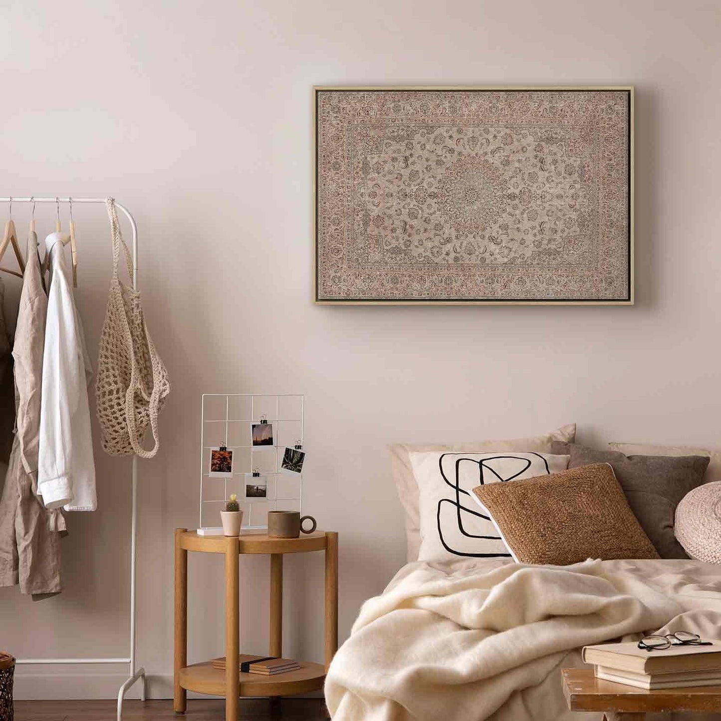 Leinwandbild - Sand carpet - worn Persian carpet with rich decorative motifs