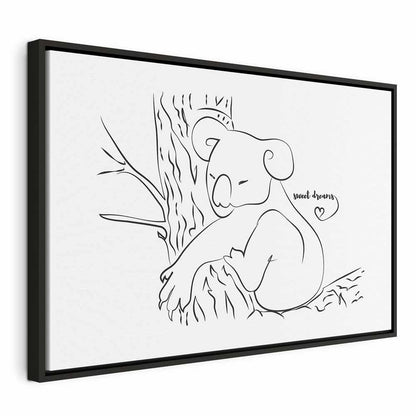 Leinwandbild - Quiet Charm of Nature (1-part) - Sleeping Koala in Black and White