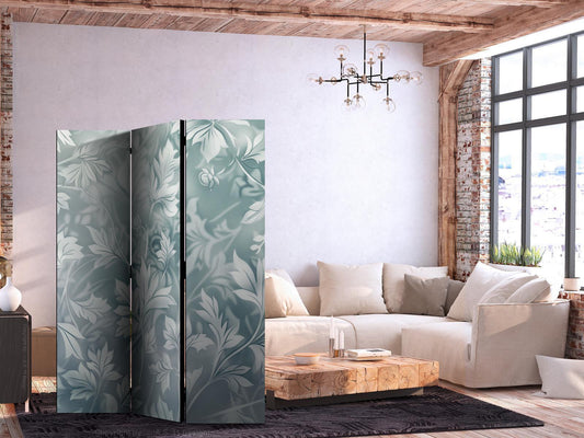 Paravent - Ornaments in Rubbed Faded Turquoise - Delicate Floral Pattern Artgeist