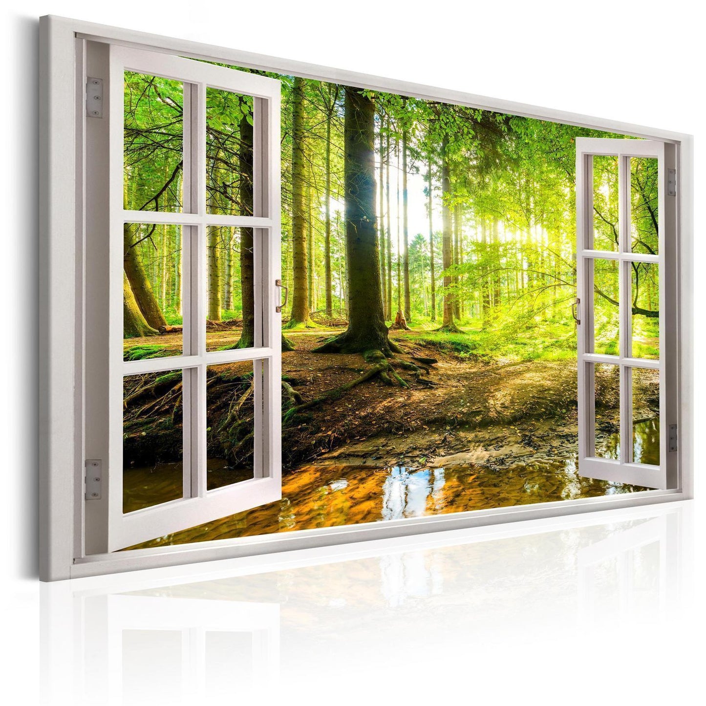 Leinwandbild - Window: View on Forest Artgeist