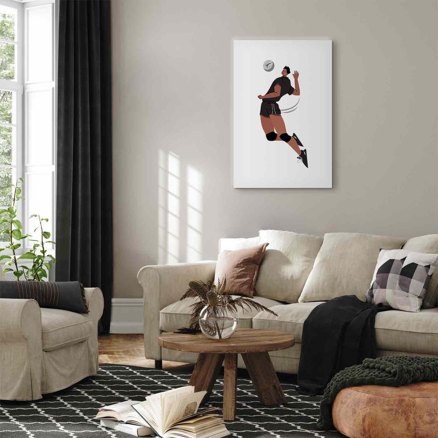 Leinwandbild - Volleyball Player on a White Background - Illustration