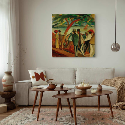 Leinwandbild - August Macke – Spaziergänger am See