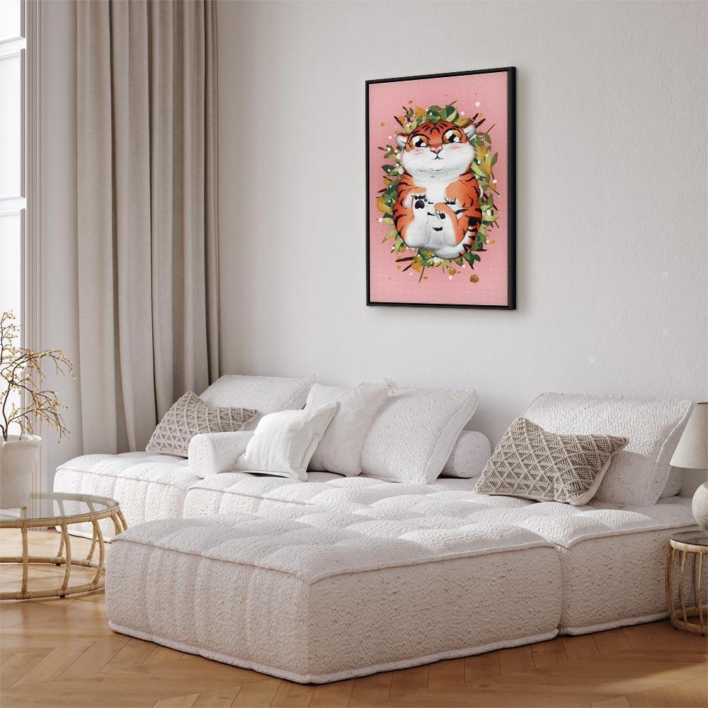 Leinwandbild - Tigger on the Grass (1 Part) Vertical