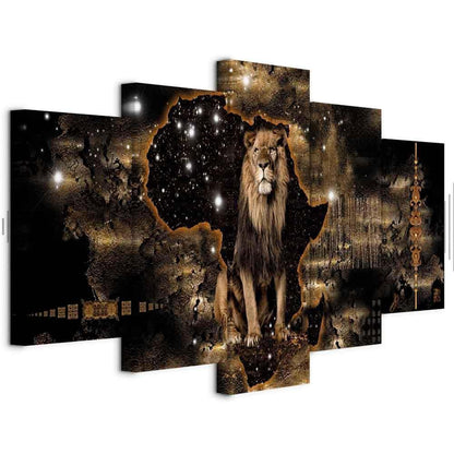 Leinwandbild - Golden Lion (5 Parts) Wide