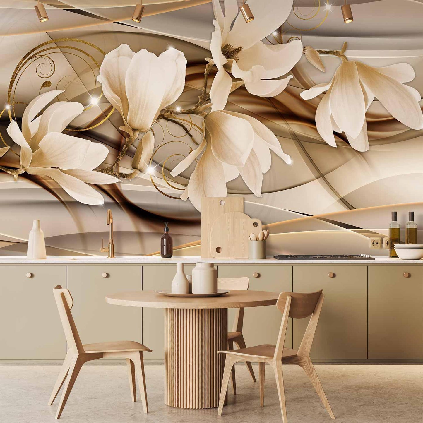 Dekorative Blumentapete für Wohnzimmer

