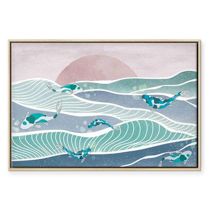 Leinwandbild - Fish on the waves