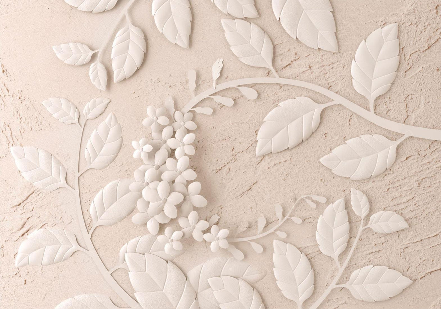Fototapete „Paper Flowers Beige“ – Blumige Eleganz in zarten Tönen