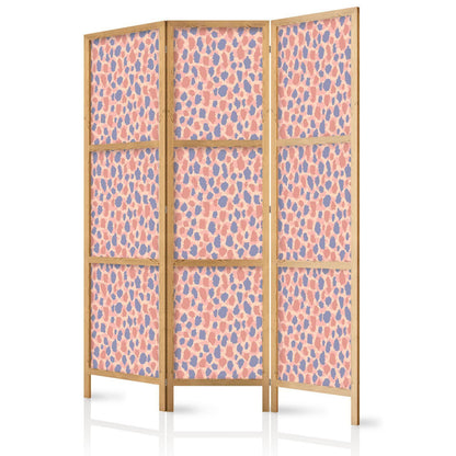 Japanischer Paravent - Giraffe Pattern - Colorful Animal Pattern in Blue-Pink Spots Artgeist