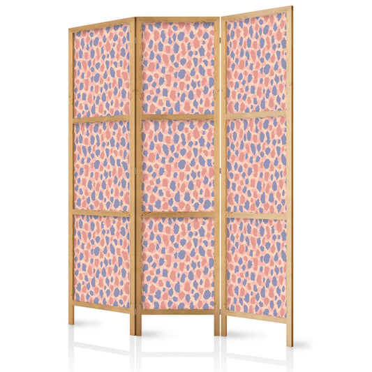 Japanischer Paravent - Giraffe Pattern - Colorful Animal Pattern in Blue-Pink Spots Artgeist