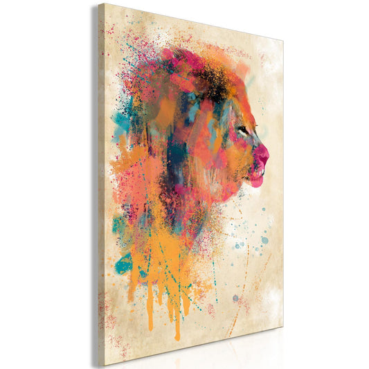 Leinwandbild - Watercolor Lion (1 Part) Vertical Artgeist