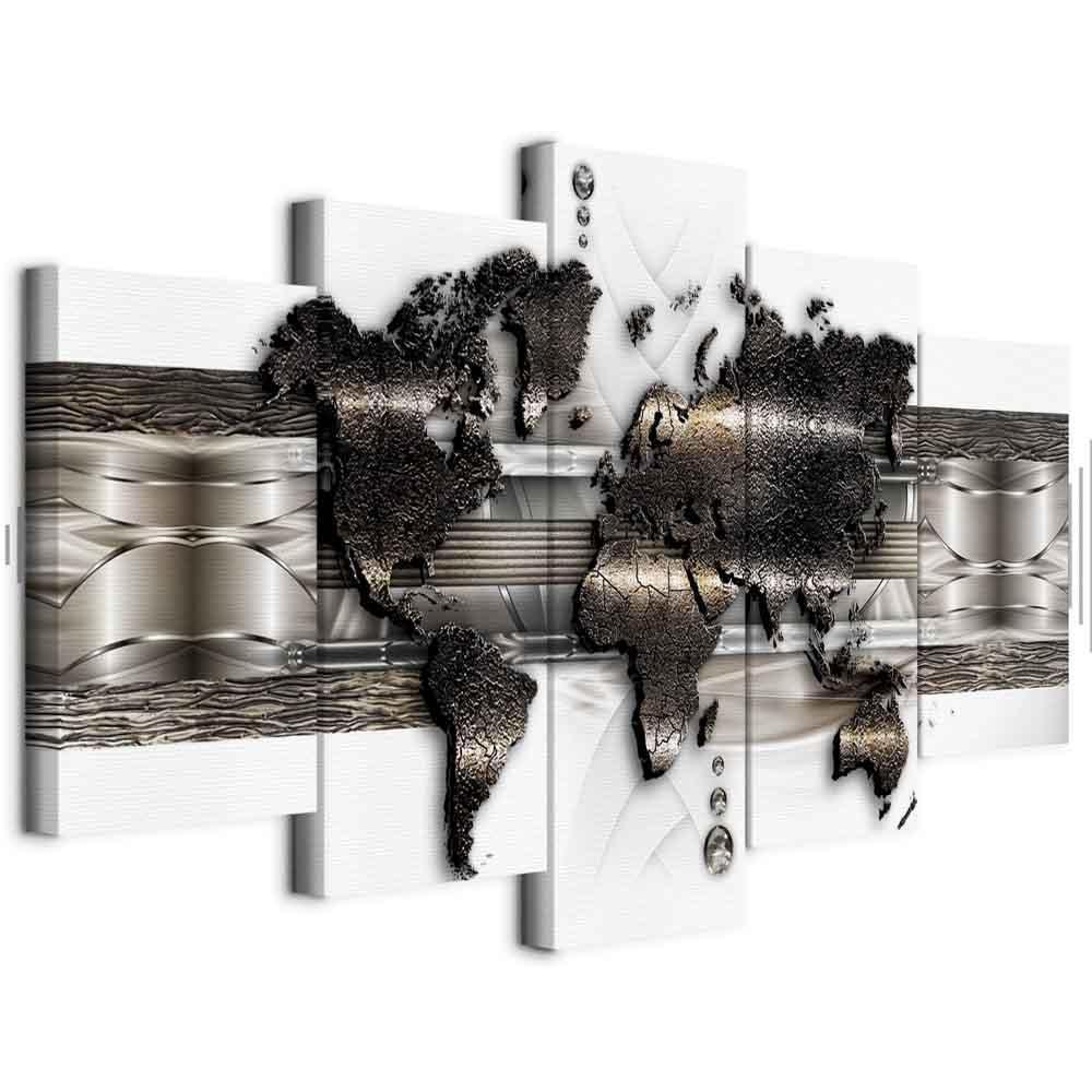 Leinwandbild - Metal World Map II