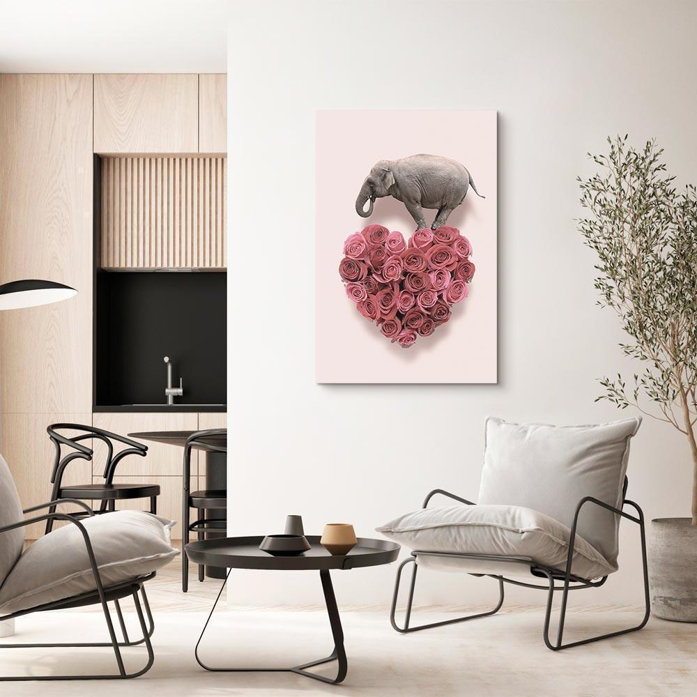 Leinwandbild - Elephant Lover (1-part) - Elephant Amid Pink Flowers