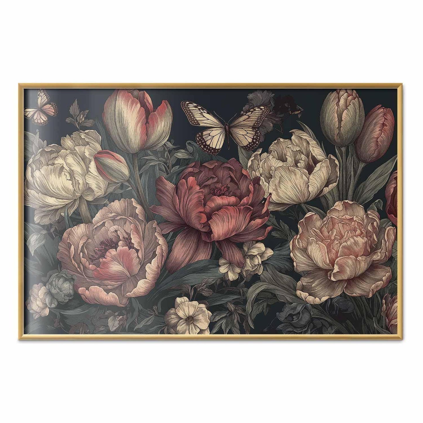 Poster - Flowers on a Turquoise Background