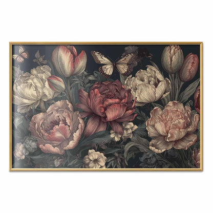 Poster - Flowers on a Turquoise Background