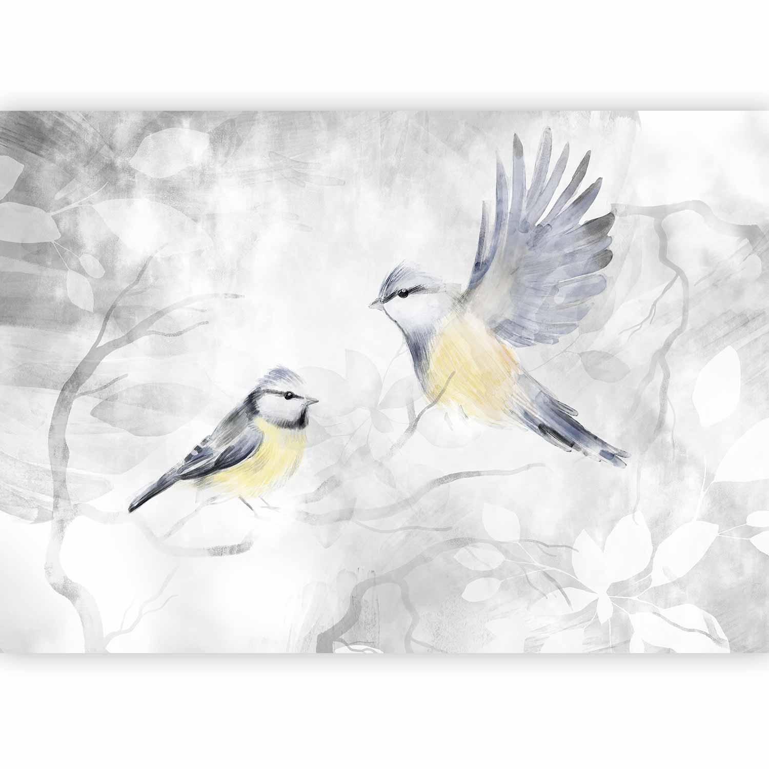 Fototapete - Aquarell Meise - Zarte Naturkunst Artgeist