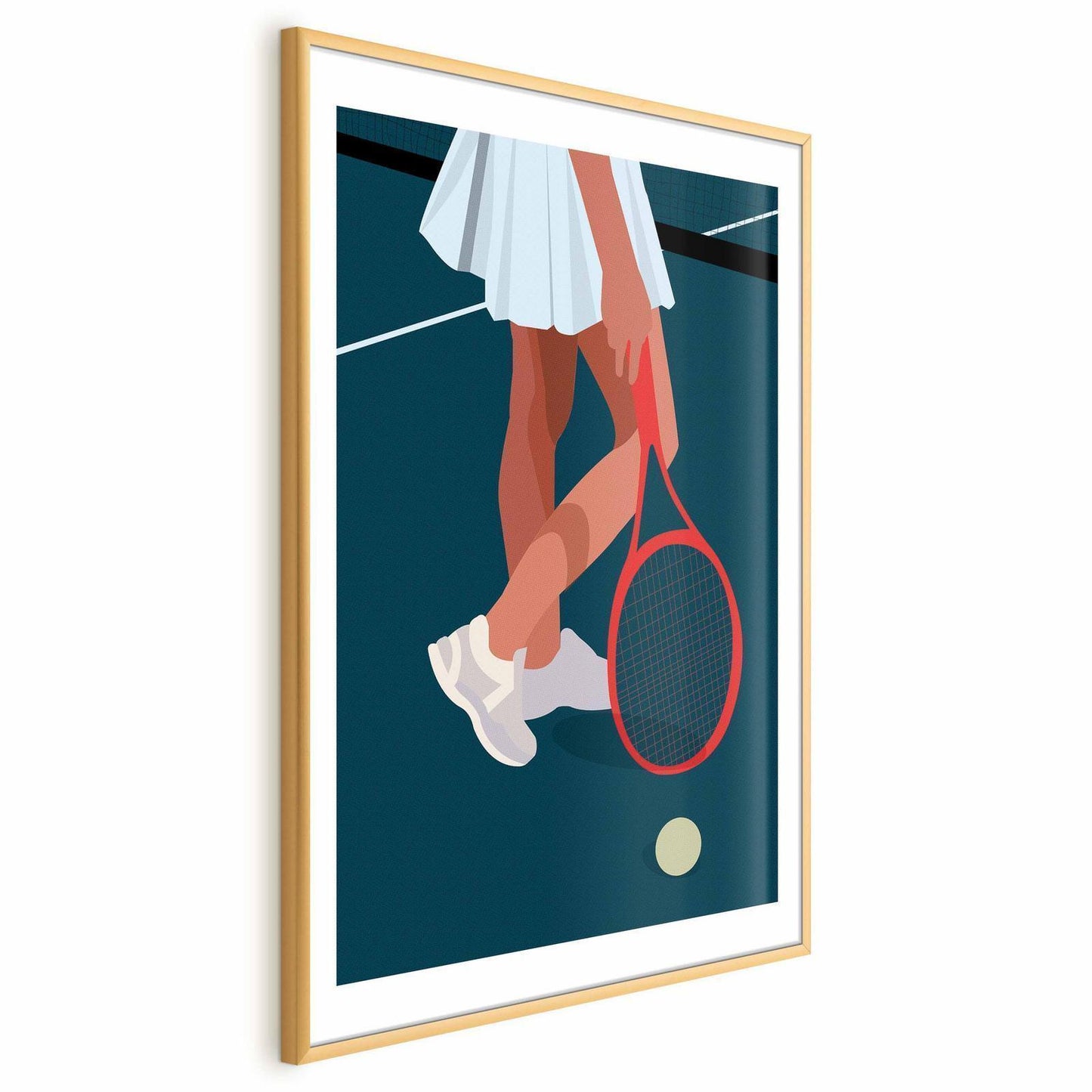 Poster „Tennisspieler mit rotem Schläger“ – Dynamische Illustration fürs Sportzimmer