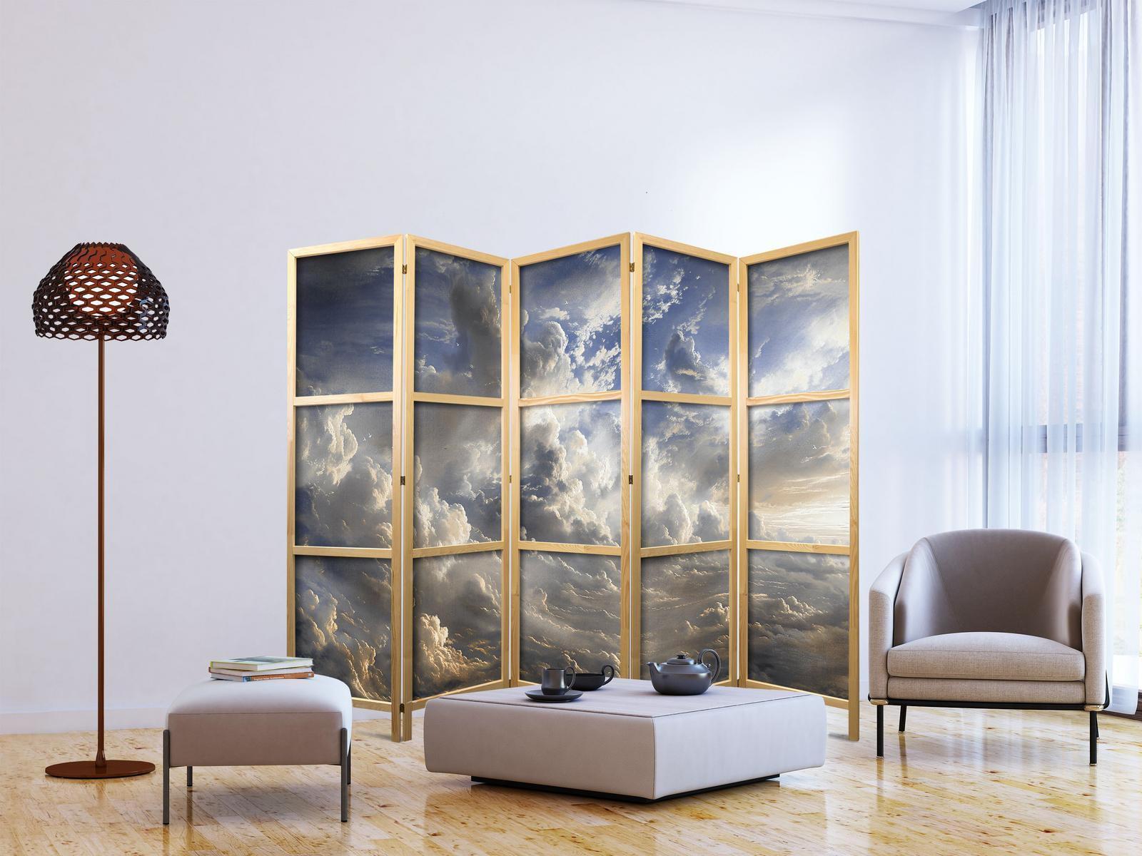 Japanischer Paravent - Golden Reflections on Clouds Foretelling Dusk Artgeist