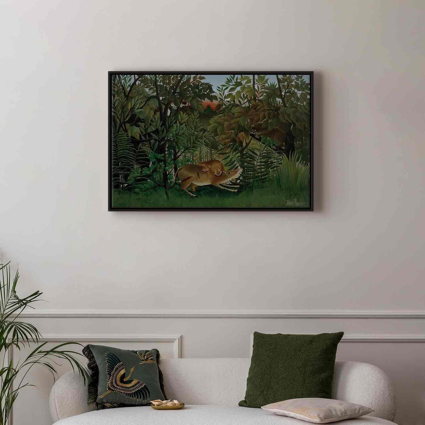 Leinwandbild - Le Lion ayant faim se jette sur l'Antilope (Henri Rousseau) Artgeist