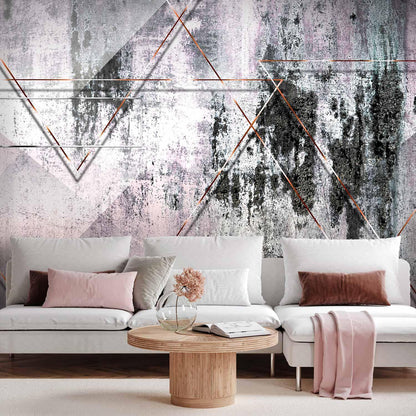 Fototapete Geometrische Wandstruktur – Moderne Linien in Grau und Beige Sawelt