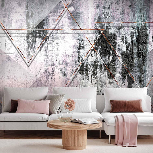 Fototapete Geometrische Wandstruktur – Moderne Linien in Grau und Beige Sawelt