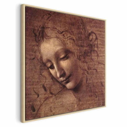 Leinwandbild - Leonardo da Vinci – Head of a Young Woman (Leda)