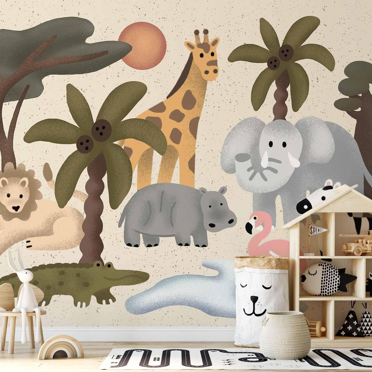 Fototapete - Children's Africa - Animals With Simple Shapes Artgeist