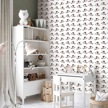 Tapete - Soccer Whistles - Black and white with red accents on a white background