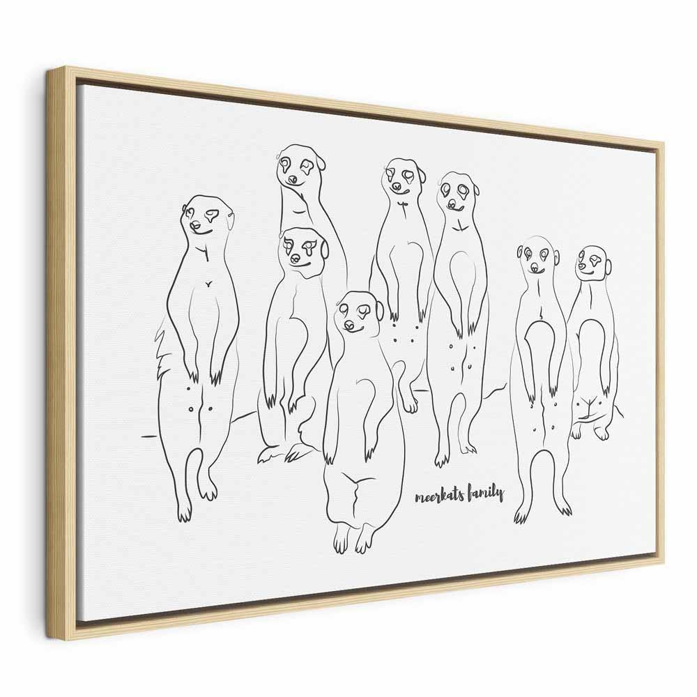 Leinwandbild - Animal Patrol (1-part) - Meerkats on Black and White Background