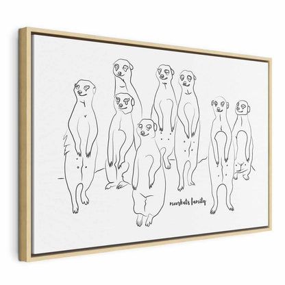 Leinwandbild - Animal Patrol (1-part) - Meerkats on Black and White Background
