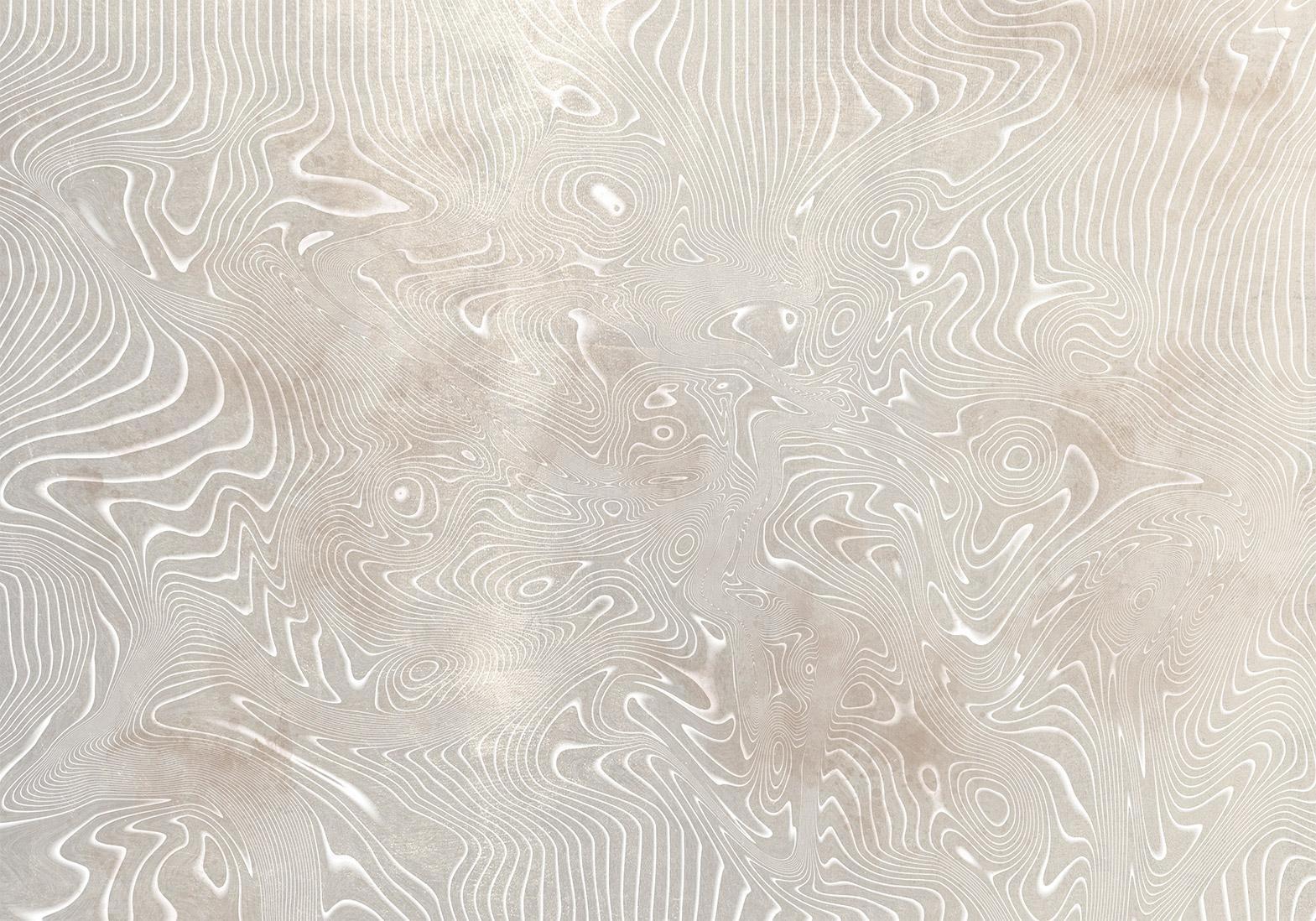 Fototapete - Flowing shapes - abstract beige and white background in patterned compositions Artgeist