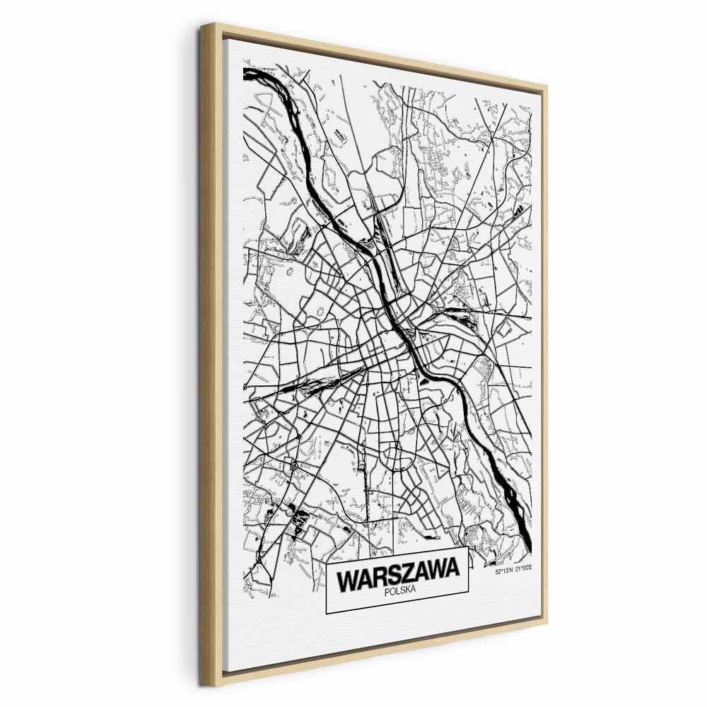 Leinwandbild - City Plan: Warszawa (1 Part) Vertical