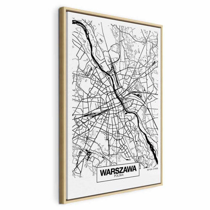 Leinwandbild - City Plan: Warszawa (1 Part) Vertical
