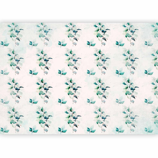 Fototapete - Mint green nature - solid floral pattern with green leaves