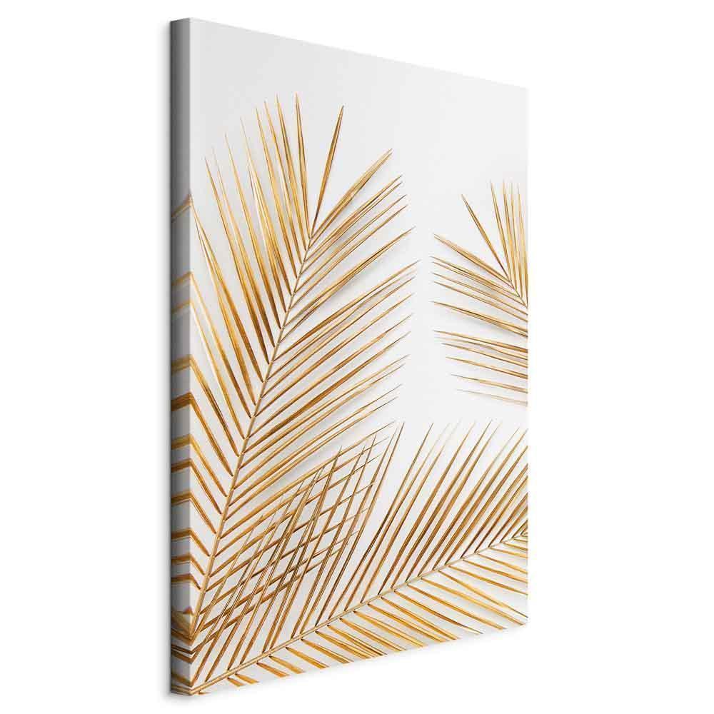 Leinwandbild - Golden Palm Leaves (1 Part) Vertical