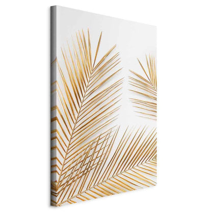 Leinwandbild - Golden Palm Leaves (1 Part) Vertical