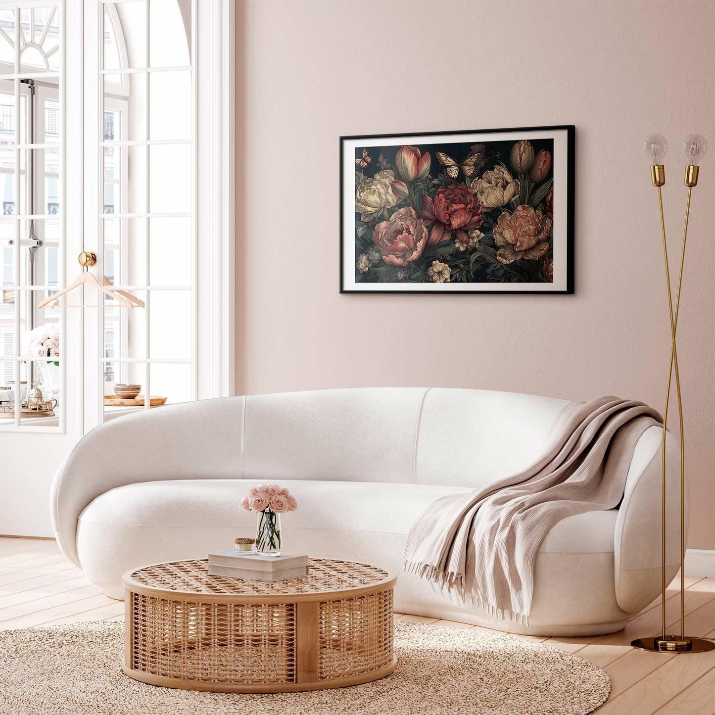 Poster - Flowers on a Turquoise Background