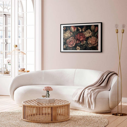 Poster - Flowers on a Turquoise Background