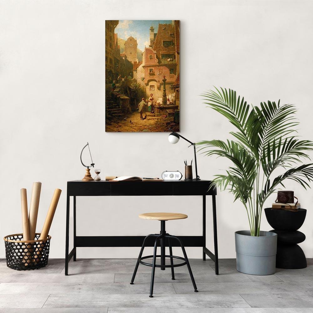 Leinwandbild - Carl Spitzweg – Well-Wisher Presenting Flowers