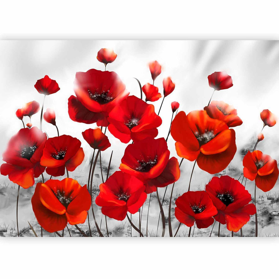 Fototapete „Mohn im Mondlicht“ – Magische Stimmung in Rot sawelt.eu