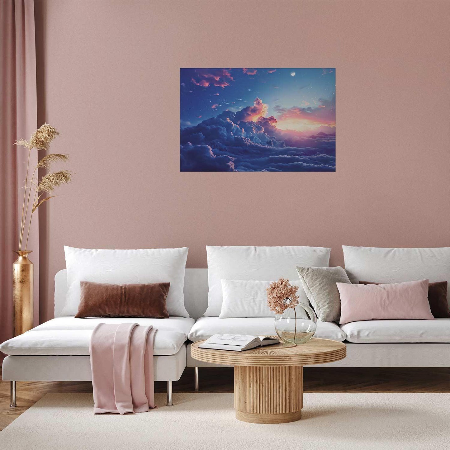 Poster - Night Concert in the Mountains: Clouds Illuminated by the Last Rays of the Sun