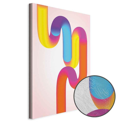 Leinwandbild - Colorful Turns - Dynamic Composition in Shades of Yellow Pink and Blue