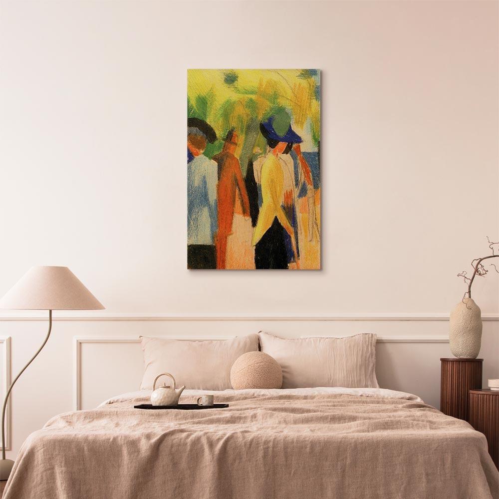 Leinwandbild - August Macke – Walker under trees (Walker in the park)